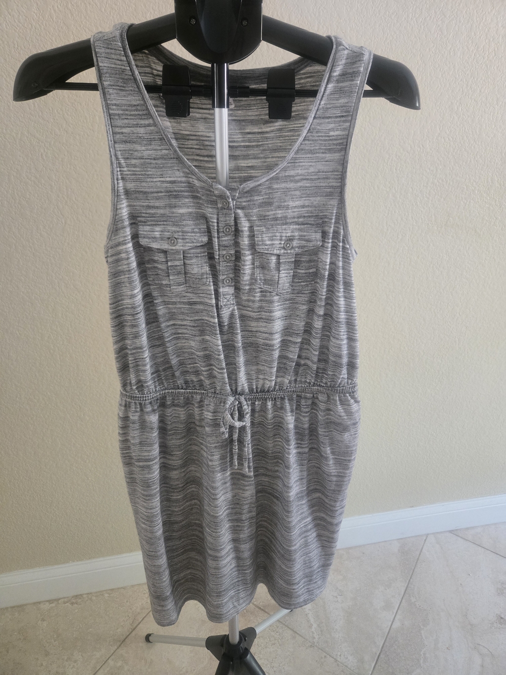 Sonoma Heathered Gray Sleeveless Drawstring Knit Dress